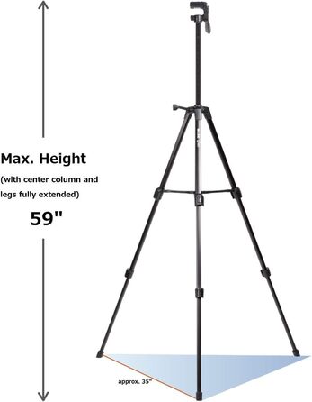 Штатив SLIK U884 4-ступеневий компактний легкий складаний з алюмінію для подорожей, DSLR/SLR, відео та фотокамер Canon, Nikon, Sony з 3-сторонньою головкою та сумкою - Чорний