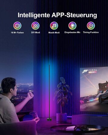 LED-підсвітка для дому: RGB-лампа для вітальні, спальні, ігрової кімнати. Димер, керування через додаток, музичний синхронізатор, 16 мільйонів кольорів, 68 режимів, чорний колір