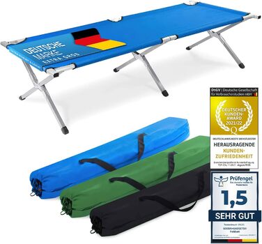 GOODS+GADGETS Folding Army Field Bed - Aluminum - Folding Camping Bed & Guest Bed Blue