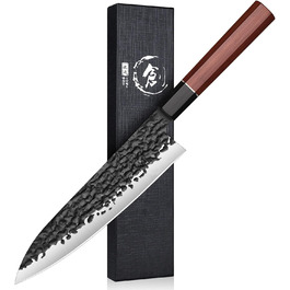 Японський ніж кухарський Gyuto 36 см SMITH CHU – професійний ніж з молотковим оздобленням для м'яса, риби та овочів, в подарунковій коробці