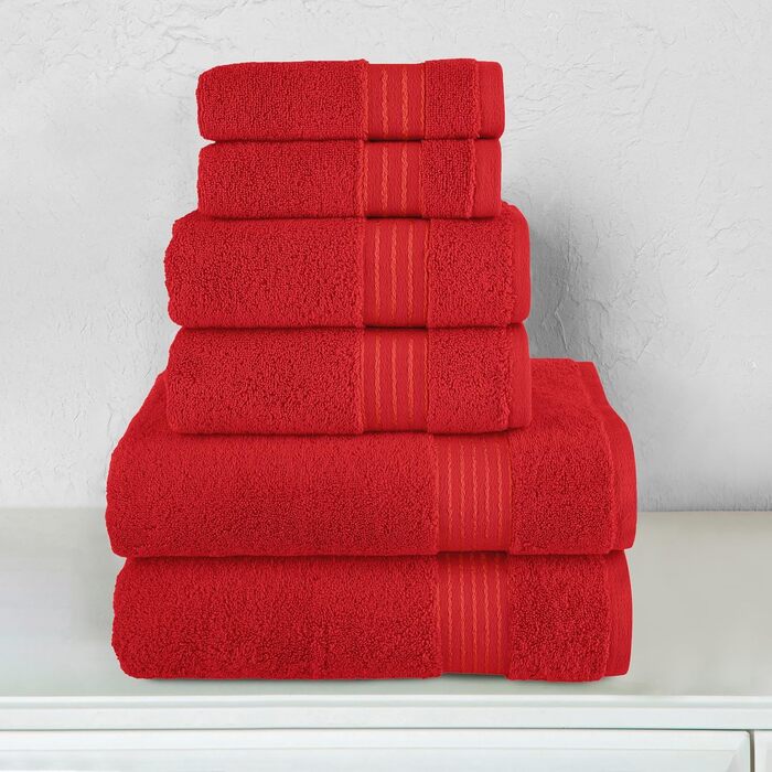 Набір рушників Elegant Comfort Premium Cotton з турецької бавовни, 6 предметів (2 банні, 2 для рук, 2 маленькі), червоний