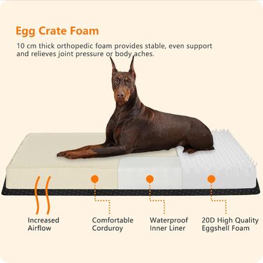 Ортопедичне ліжко для собак HMTOPE, 91 см, товщина 9 см. Зручне, знімне, водонепроникне, з антиковзким покриттям. Підходить для собак середніх порід.