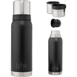 Термос TRNK Arktis 2: 1200 мл, нержавіюча сталь, BPA-free, 32 год, 2 чашки, для активного відпочинку, чорний матовий