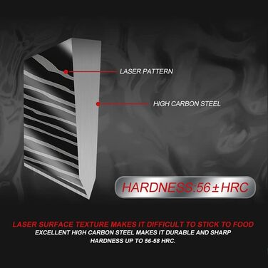 Набір професійних кухонних ножів | Шеф-ніж, Сантоку, хлібний ніж та інші | Нержавіюча сталь з лазерним візерунком, ручки з пакавуду | Подарунковий набір