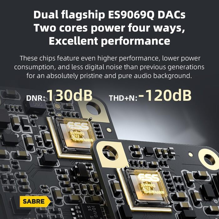 FiiO KA17 Портативний USB DAC Аудіо Hi-Fi Декодер, Dual ES9069Q PCM768 DSD512 3,5/4,4 мм Вихід для Android iOS Mac Win10 (Чорний)