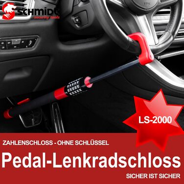 SCHMIDT захисний замок на кермо та педаль LS-2000 49,5-78 см для авто, вантажівок, протиугінний пристрій із кодовим замком