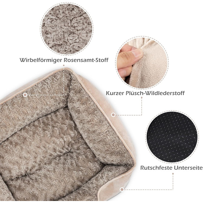 JOEJOY Dog Bed, Medium Dogs, Dog Basket Fluffy Washable, Non-Slip Anti-Anxiety Dog Beds, Dog Baskets for Medium and Large Dogs and Cats, 76x61x23cm (L 89 x W 63 x H 23 cm, Brown)