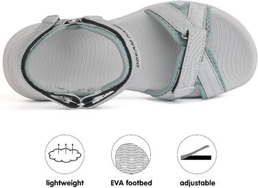 Сандалі жіночі Dream Pairs Trekking MD-Gummisohle, EVA устілка, сірі (41.5 EU) - для туризму та активного відпочинку
