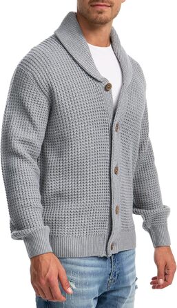 Чоловічий кардиган Indicode INBrandox з коміром-шарфом та ґудзиками | Дріб'язковий кардиган для чоловіків L, сірий світло-сірий