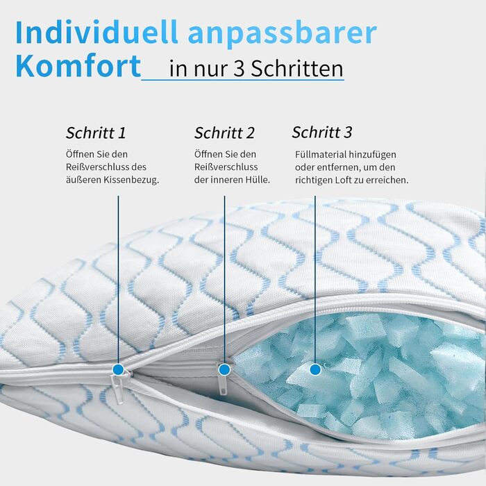 Подушка з піни Memory Foam Blaue Welle 40x80 см: Охолоджуюча ортопедична подушка для сну на боку