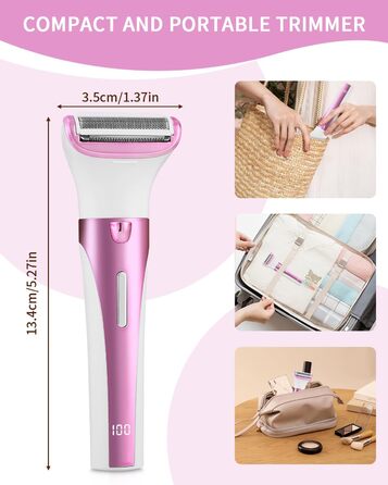 Електричний жіночий тример 5-в-1 для тіла, бікіні, брів та носа. USB-зарядка. Білий (фіолетовий)