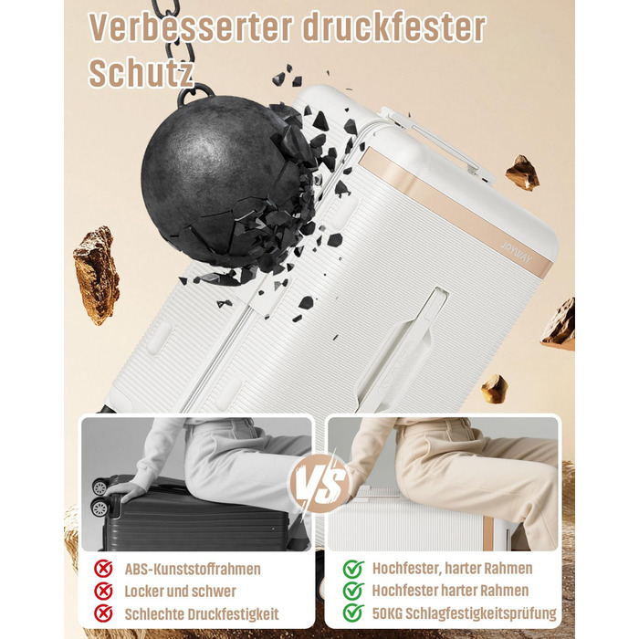 Чемодан Joyway ABS, ручна поклажа, 56 см, білий. З TSA замком, відкидним внутрішнім відділенням та подвійними колесами.