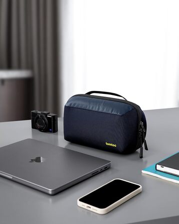 tomtoc Cable Organizer Bag, Electronics Tech Pouch, Laptop Accessory Bag, Cable Bag Case for Charging Cables, Hard Drive, MacBook Adapters, Charger, Power Bank, SD Cards, Blue