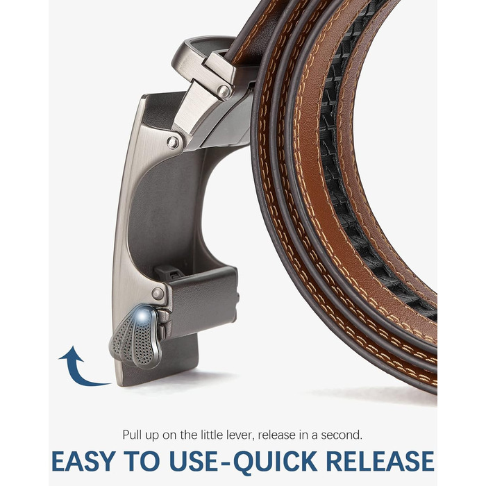 Чоловічий шкіряний ремінь Bostanten з автоматичною застібкою-ратом, 35 мм, регульований розмір, довжина 115 см, колір коричневий