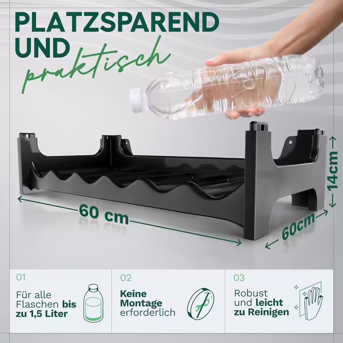 Plastic bottle rack for 36 bottles, expandable, stackable wine rack, black, beverage rack bottle shelving system, shelf for drinks, bottle cabinet, liquor rack