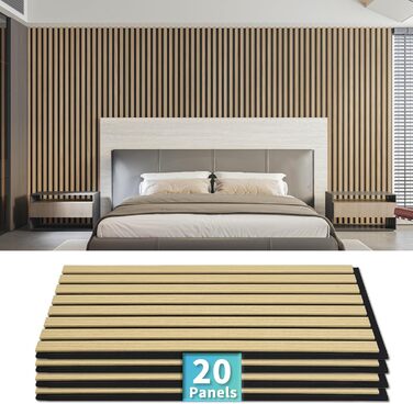 Акустичні 3D-панелі Art3d для звукоізоляції (дуб), деревний шпон з фетровою підкладкою, 60x30 см, набір 4 шт. — звукопоглинаючі панелі для офісу, студії та вітальні