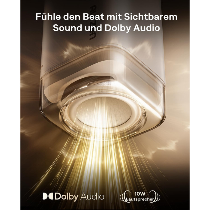 Smart проєктор Aurzen Boom Air Mini Beamer з Google TV та Netflix, 4K, USB-C, Dolby Audio, WiFi, Bluetooth, TOF автофокус, обертовий стійкий, кремовий