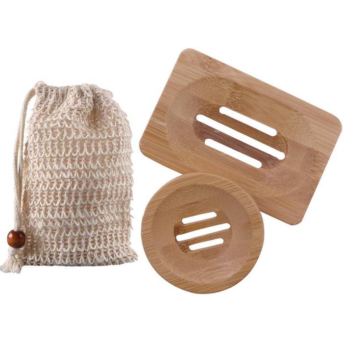 Двохтурова дерев'яна підставка для мила з сизалевим мішечком - підставка для мила в душ, ванну, кухню, мийку.