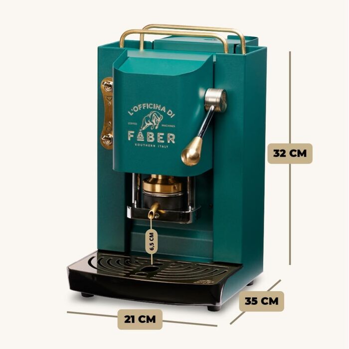 Faber Pro Deluxe Brass Coffee Machine with E.S.E. Paper Pads 44 mm