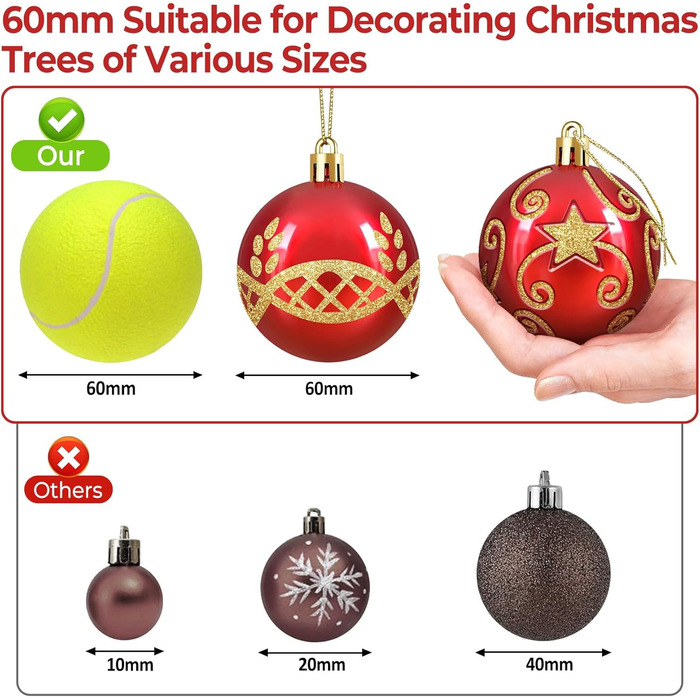 Набір прикрас на ялинку 30 шт. Кульки для ялинки 6 см, червоні та золоті, пластик