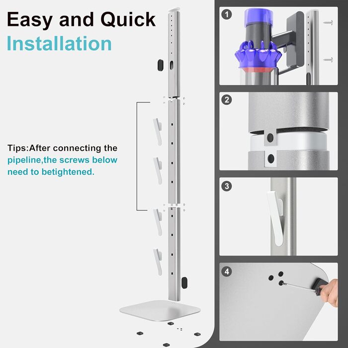 OUTBROS Vacuum Cleaner Stand Compatible with Dyson V15 V12 V11 V10 V8 V7-DC30 DC31 DC34 DC35 Floor Stand, Universal Vacuum Cleaner Stand, Black
