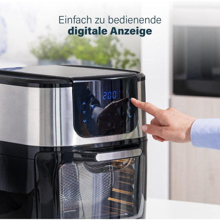 Princess Aerofryer Oven Deluxe - 11 Liter Capacity; 1800W; 65-200°C; 10 Programs; incl. Rotating Basket, Rotisserie Spit, 3 Baking Sheets, Crumb Tray, Handle, 182075, Black/Silver REGULAR 11L