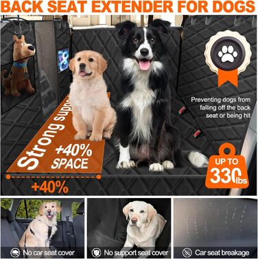 Захисний чохол на заднє сидіння автомобіля для собак, водовідштовхуючий, антиковзаючий, 128x61 см, чорний