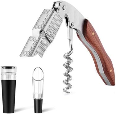 BOQO Corkscrew Wine Opener, Professional Waiter's Knife Made of Stainless Steel, Wine Bottle Opener with Foil Cutter, Vacuum Wine Pump and Wine Pourer with Aerator, Wine Accessories