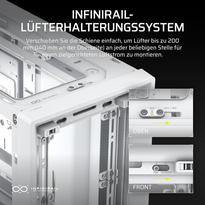 Корпус ПК CORSAIR 4000D Mid-Tower ATX з високим повітряним потоком та InfiniRail™