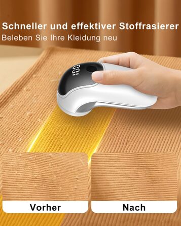 Електричний видалення ворсу для одягу, меблів та текстилю - портативний бездротовий пристрій з LED-дисплеєм та 3 рівнями налаштування