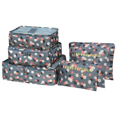 Органайзер для валізи Vicloon, набір 8/6 шт. - сумки-органайзери для подорожей, аксесуари для валізи, чохли для взуття, косметичні сумки, блакитний з квітковим принтом