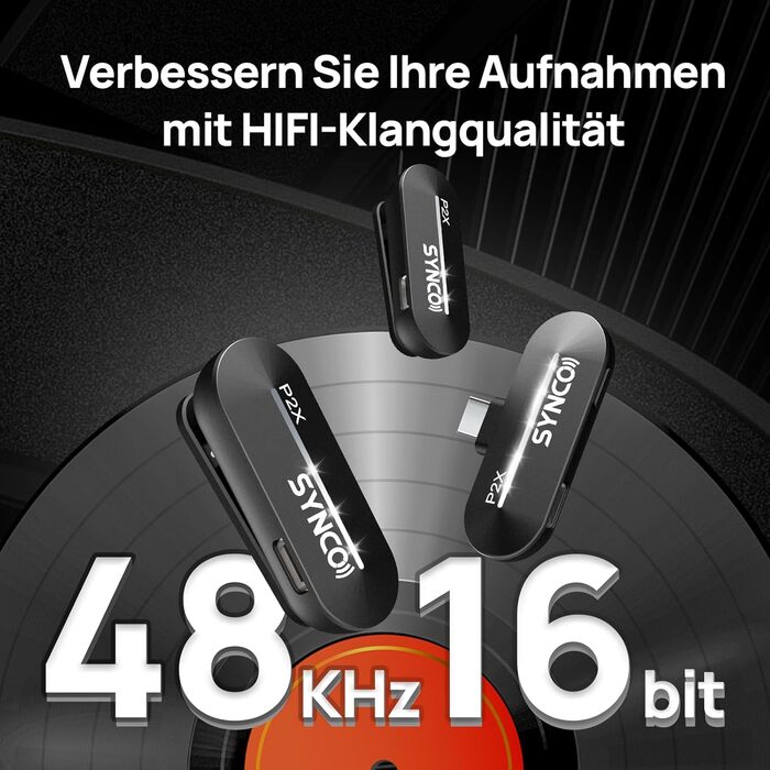 Бездротовий петличний мікрофон SYNCO P2ST для iPhone 15/16/17 та Android (USB-C, HiFi, 2 мікрофони)