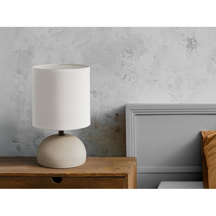 Торшер Reality Leuchten Luci R50351035 з керамічним цоколем, імітація дерева, бежевий тканинний абажур, 1x E14 (Cappuccino)