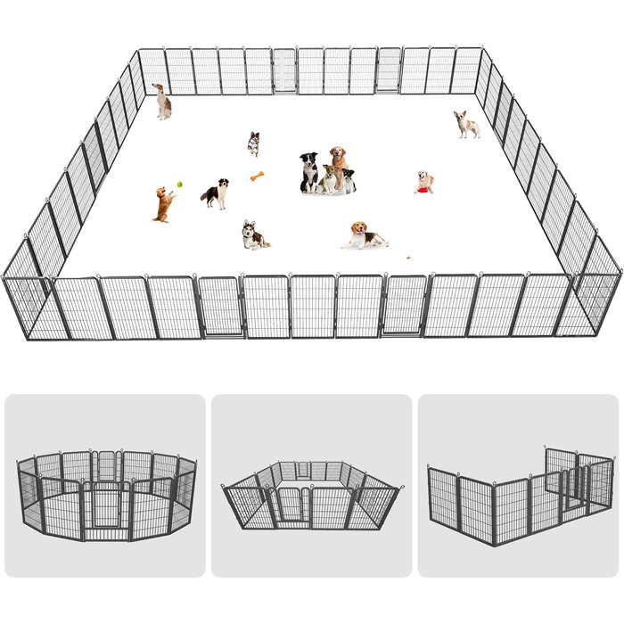 Загін для собак на вулицю: міцний, 101,6 см заввишки, з воротами, 42 панелі. Ідеально для двору та саду.