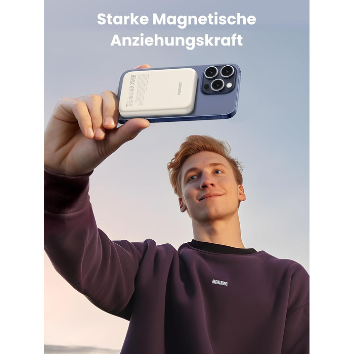 Повербанк UGREEN Zapix MagSafe 10000mAh 20W з підтримкою бездротової зарядки 7.5W та портом USB-C, бежевий