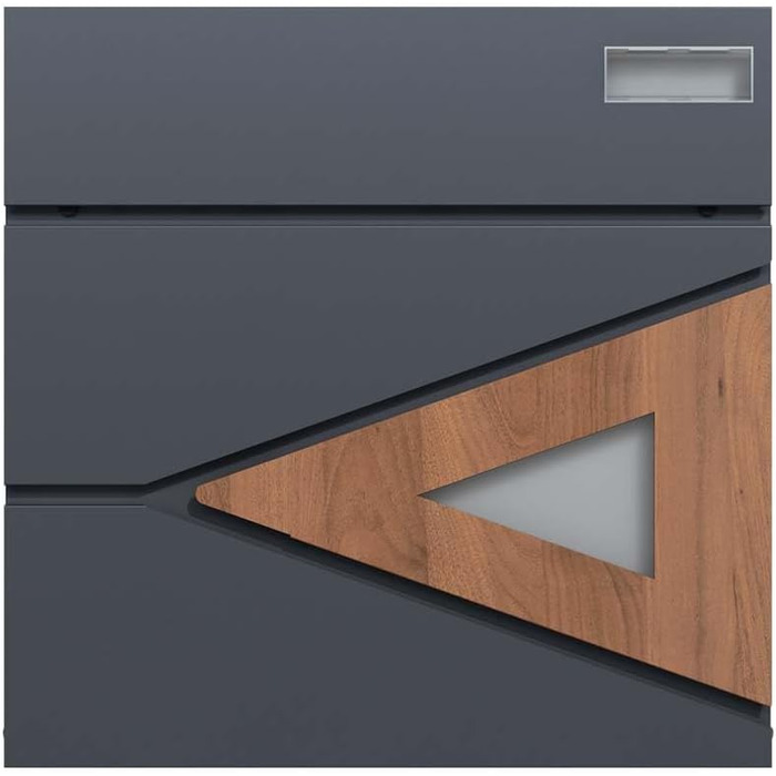 Поштова скринька настінна SCHARTEC SPB-8 антрацит з дерев'яним декором та відділенням для газет, велика, сучасний дизайн