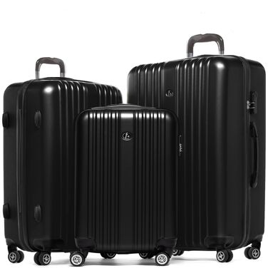 Набір валіз FERGÉ Toulouse 3 шт. з жорстким корпусом - ручна поклажа 55 см, L, XL. Чорний колір, 100% ABS.