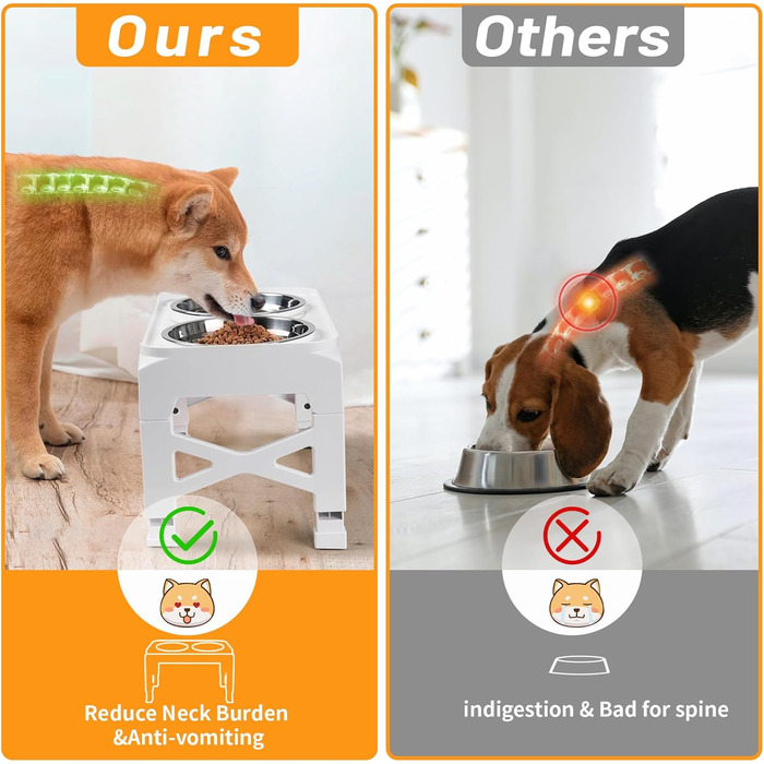 Підвищені годівниці для собак M білі (8 см для собак M/L) білий/розкішний сад