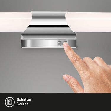 Briloner Leuchten - LED Bathroom Light, IP44 Bathroom Lamp, 11 Watt, 1300 Lumens, 4000 Kelvin, Chrome-White, 470x65x68mm (LxBxH)