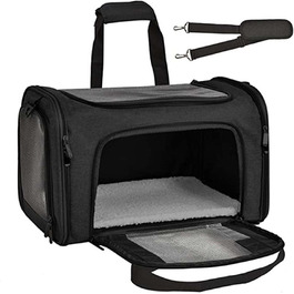 Транспортна сумка для котів та собак, складана переноска з сіткою, чорна