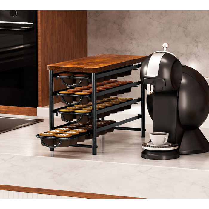 Тримач для капсул кави Dolce Gusto, металева висувна шухляда на 56 капсул з тихими направляючими та антиковзними ніжками