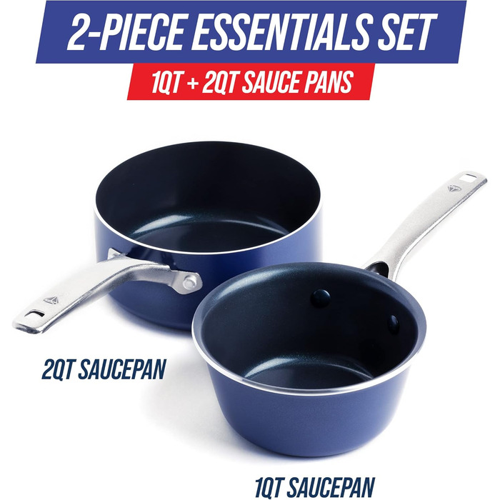 Набір посуду Blue Diamond Cookware Diamantstruktur Keramik Antihaft, 0.9 л, з кришкою та ручкою, не містить PFAS, для плити (не індукція), можна мити в посудомийній машині, можна використовувати в духовці