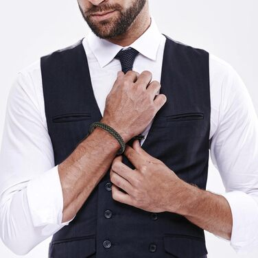 Чоловічий шкіряний браслет Armand, 21 см. Чорний, зелений, червоний, білий. Ідеальний подарунок на День батька. Шкіряні браслети для чоловіків Armand