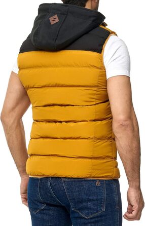 Чоловіча тепла жилетка Backrock Sim-Fit з відстібною капюшоном та коміром, сучасна стегані жилетка (M, гірчичний)