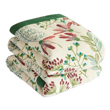 Богемна ковдра Boho 150x200 см, 100% бавовна, двостороння муслінова ковдра, плед для дивану та ліжка, Patchwork, зелено-бежева