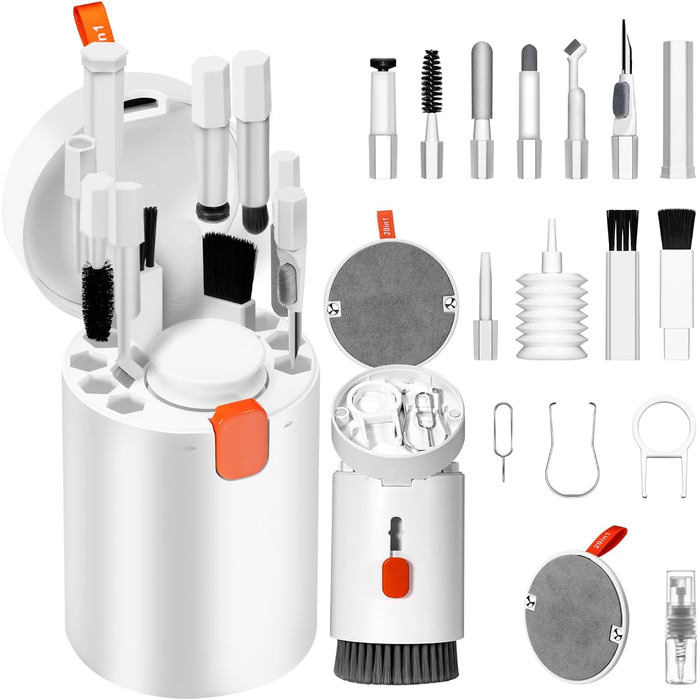 Набір для чищення клавіатури та телефону, багатофункціональний набір для ПК, ноутбука, AirPods, iPhone. Набір для чищення клавіатури з інструментом для виймання клавіш та очищувачем екрану (20 в 1)