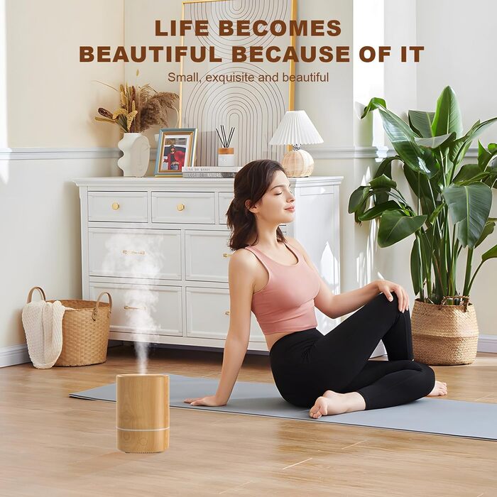 Дифузор ароматерапевтичний ультразвуковий 125мл, зволожувач повітря з LED-підсвіткою 7 кольорів, функція автовимкнення, для дому та офісу (Береза)