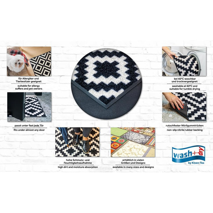 Килимок для підлоги wash+dry Tiger Tundra 50x75 см, для дому та вулиці, машинне прання
