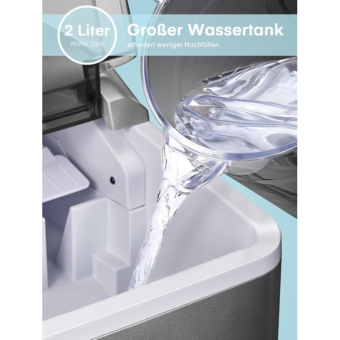 2024 Ice Maker Test Winner - 14kg Capacity, Fast Ice Production, Quiet Operation, 120W with Scoop & Basket - Compact Ice Maker for Home & Office (Silver)