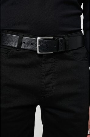 Чоловічий шкіряний ремінь HUGO Gionios з рельєфним оздобленням та металевими деталями, чорний